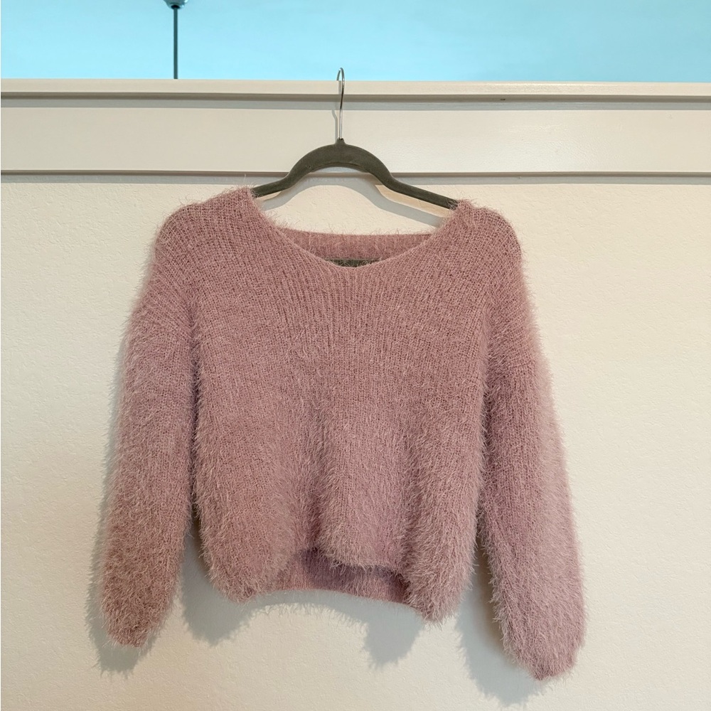 Soft Pink Fuzzy Sweater (Size: OS but fits like an XS)